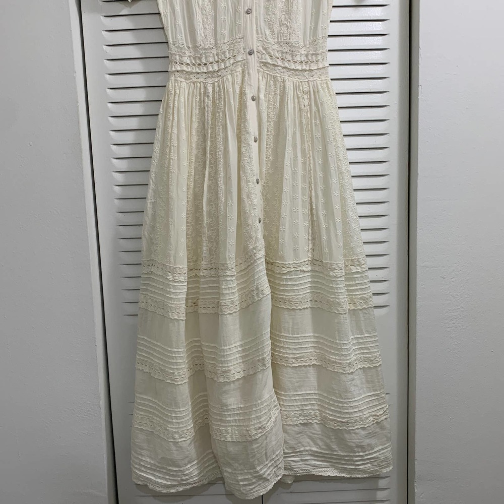 Urban Outfitters Victoria Midi Dress Ivory Size Small - Picture 5 of 13